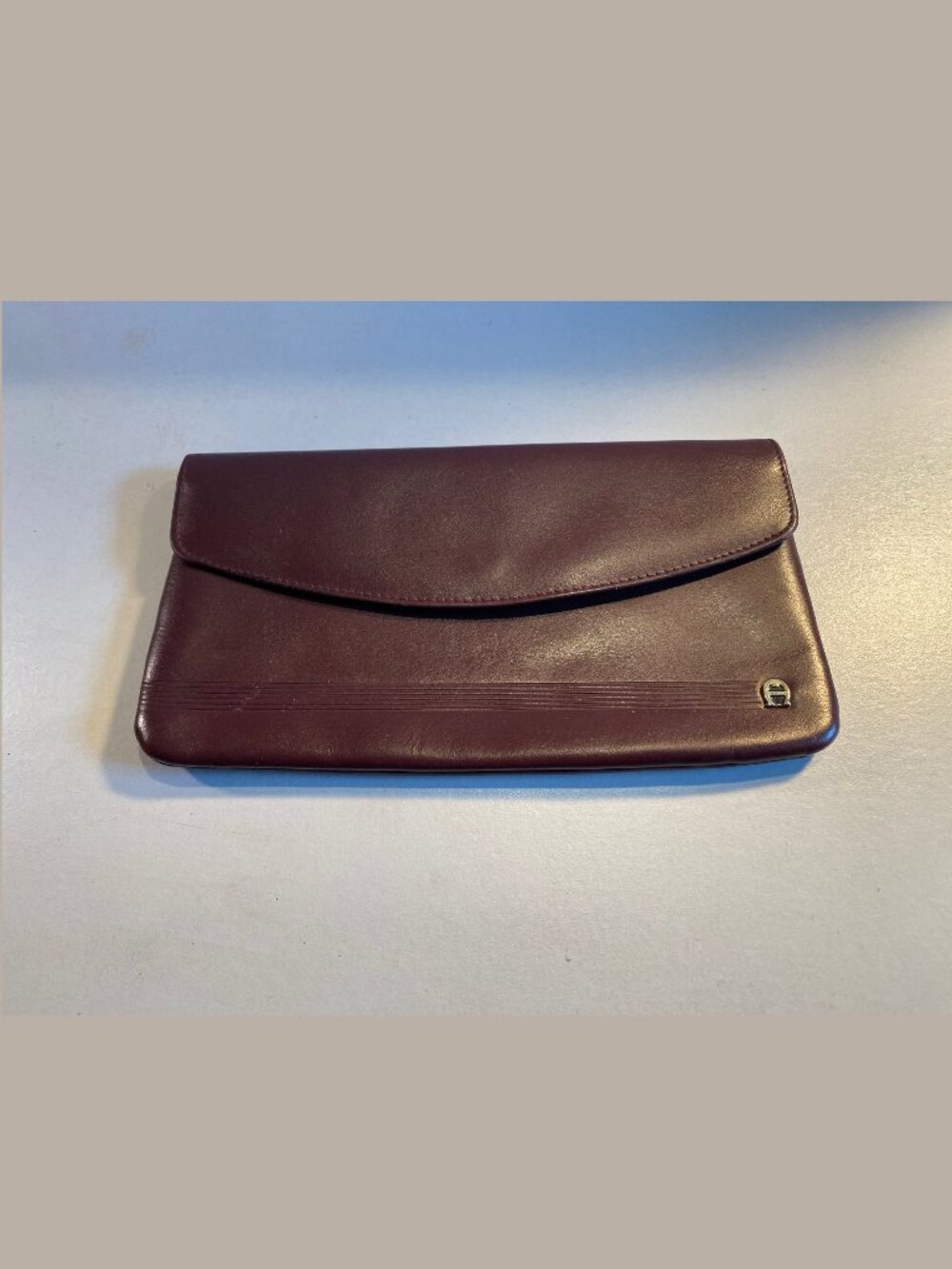Etienne Aigner Foldover Continental Clutch burgundy leather